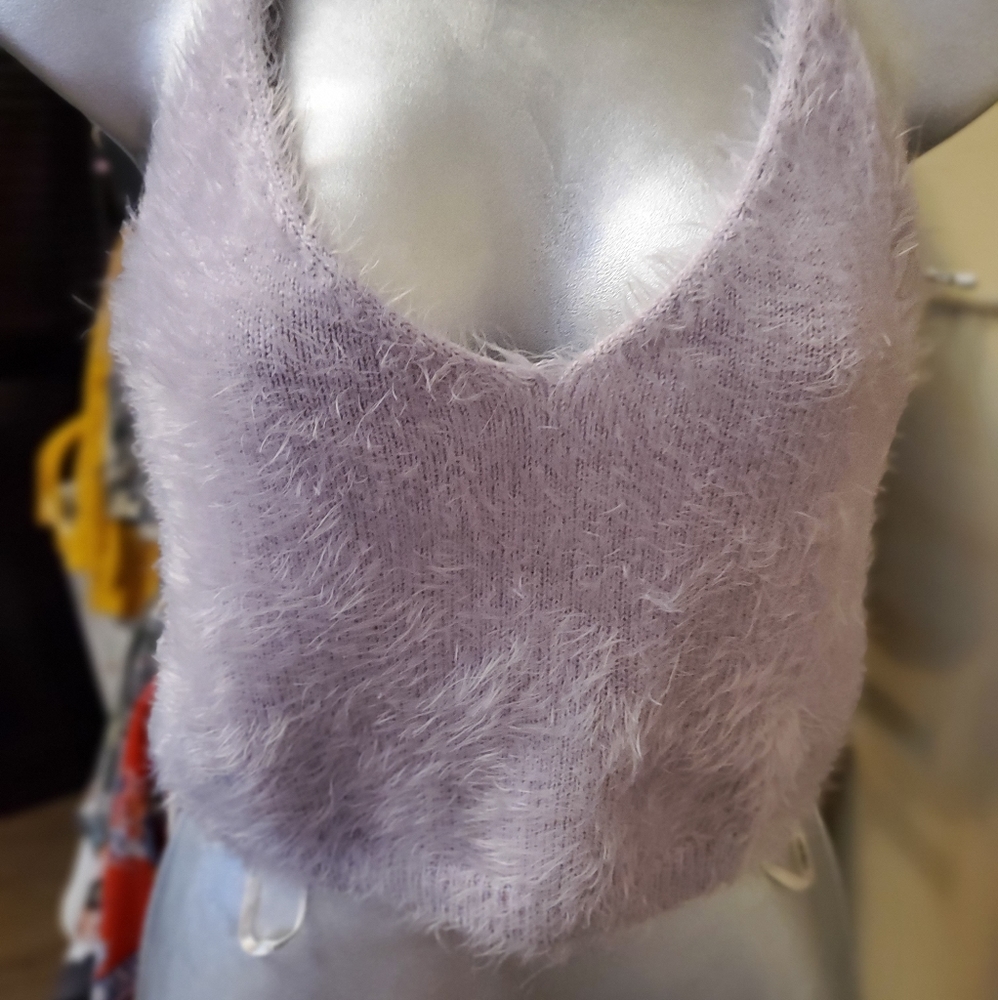 Lavender furry crop top